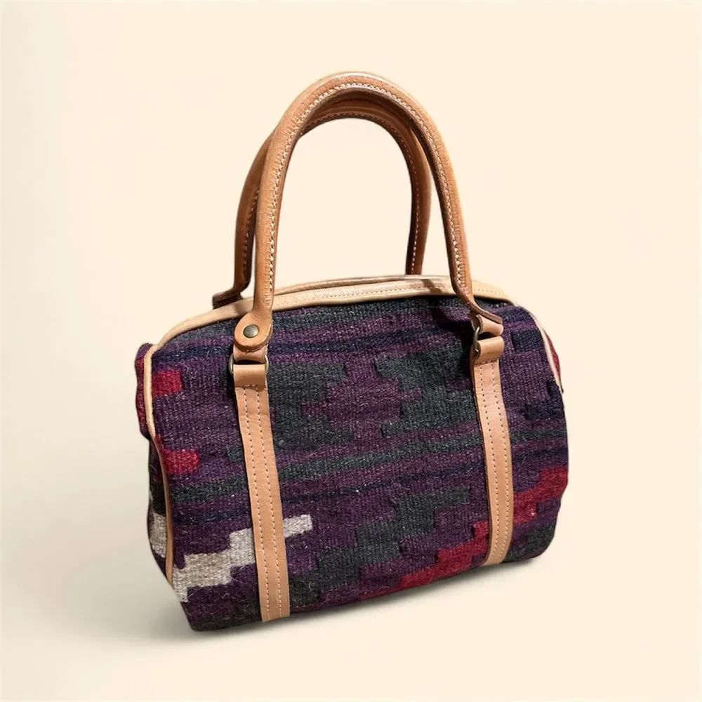 Vintage Custom-made Southwestern Style Woven Wool and Leather